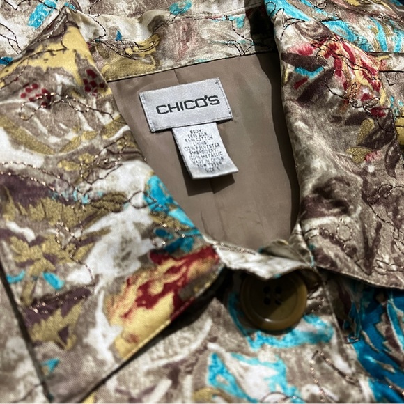 Chico's Cotton-Silk Oriental Floral Design Stephan Jacket - Picture 12 of 14